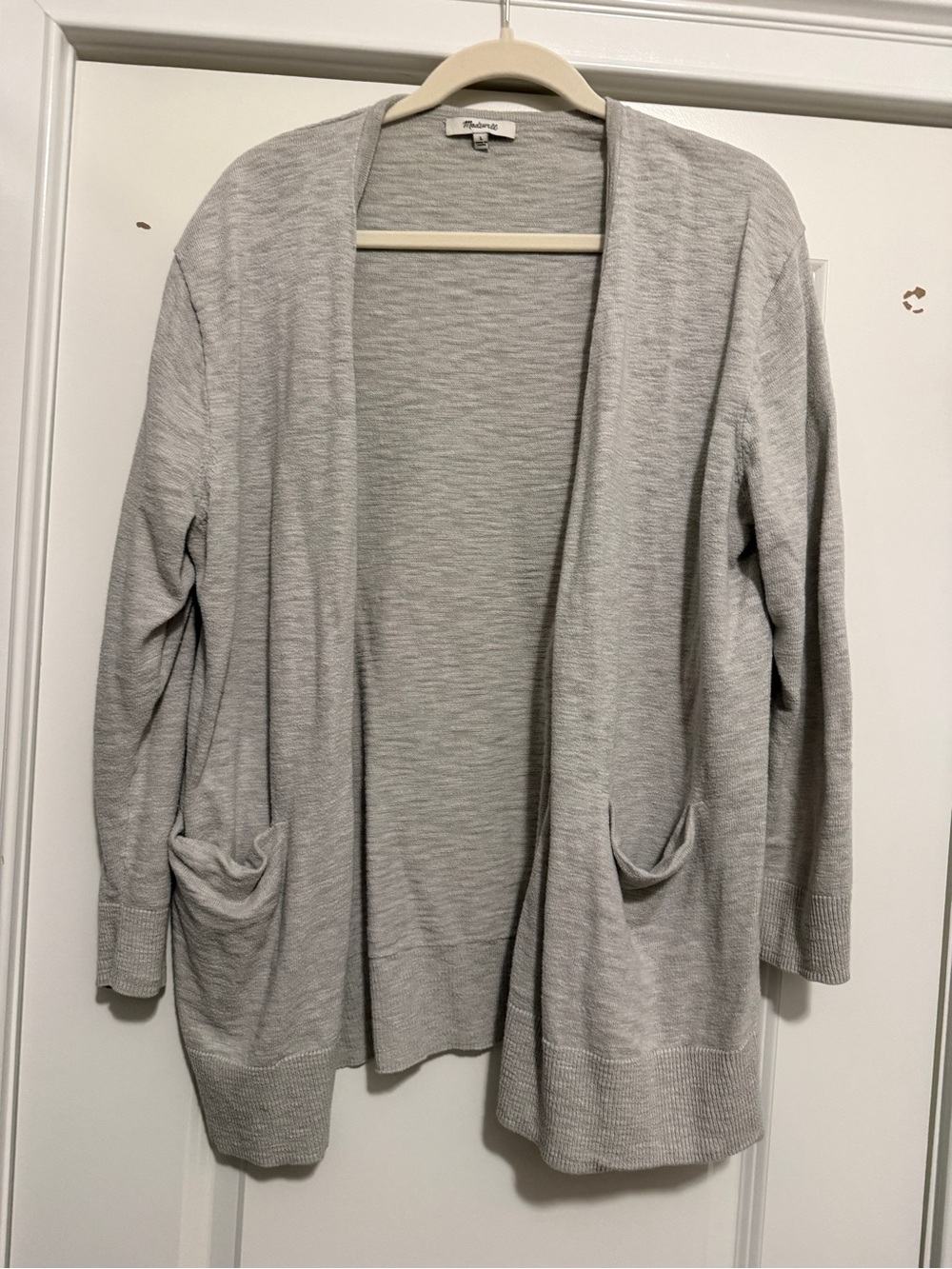 Madewell Light Gray Open-Front Pocket Cardigan